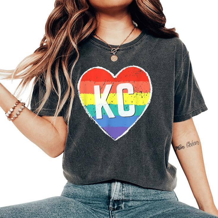 Vintage Rainbow Heart Kc Women's Oversized Comfort T-Shirt
