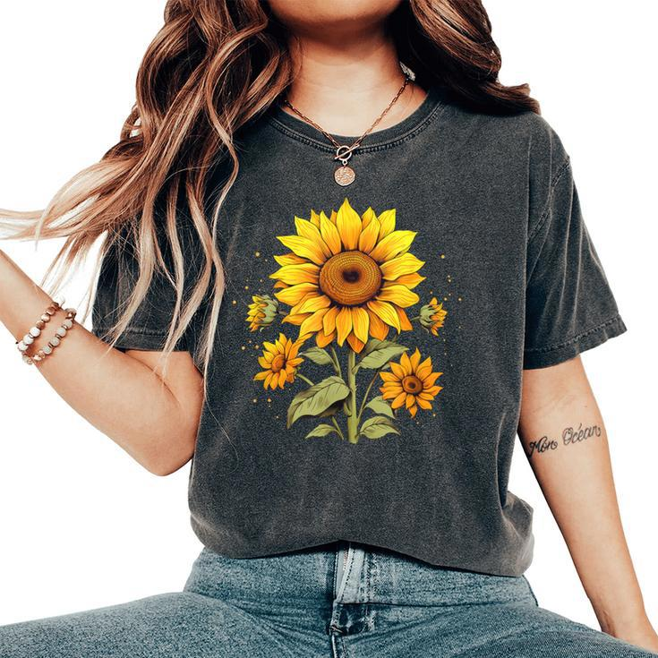 Vintage Sunflower Graphic Women's Oversized Comfort T-Shirt