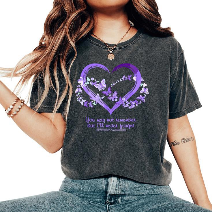 I Will Remember For You Butterfly Alzheimer's Awareness Women's Oversized Comfort T-Shirt