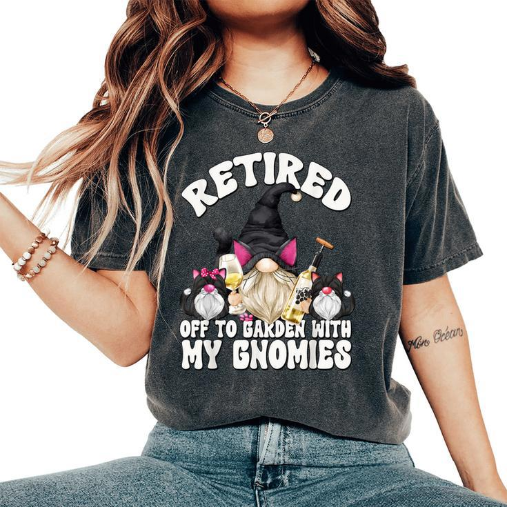 Wine And Cat Grandpa Retirement Gnome For Retired Dad Women's Oversized Comfort T-Shirt