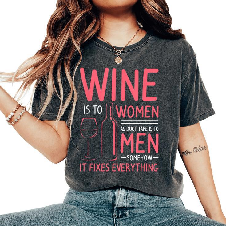 Wine Is To As Duct Tape Is To Somehow It Fixes Women's Oversized Comfort T-Shirt