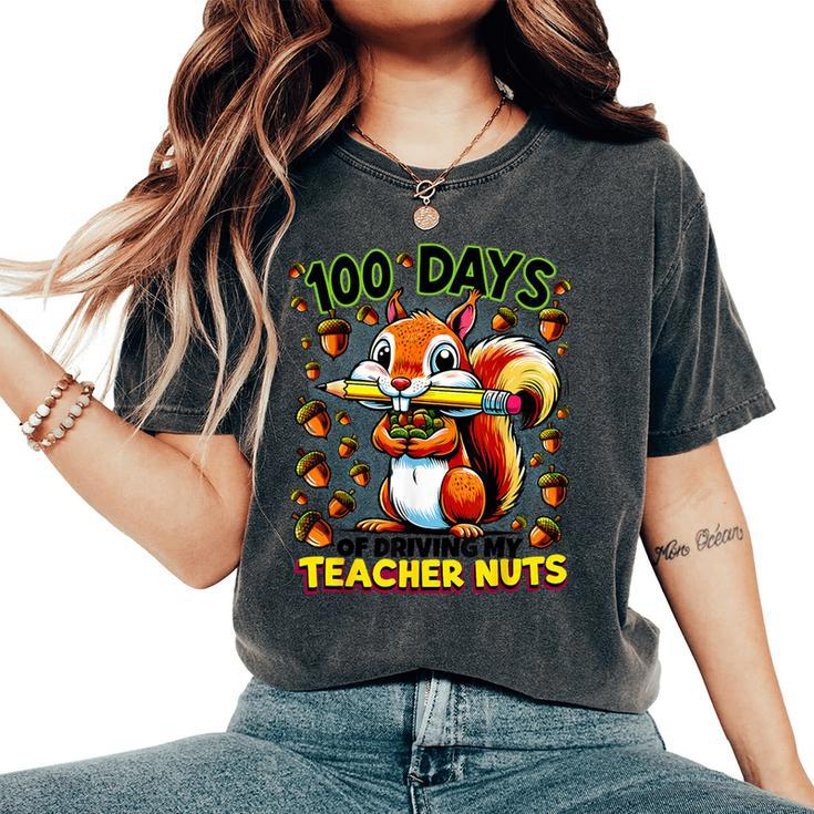 100 Days Of Driving My Teacher Nuts Squirrel School Women's Oversized Comfort T-Shirt