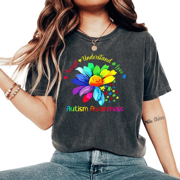 Autism Awareness Accept Understand Love Asd Sunflower Women Women's Oversized Comfort T-Shirt