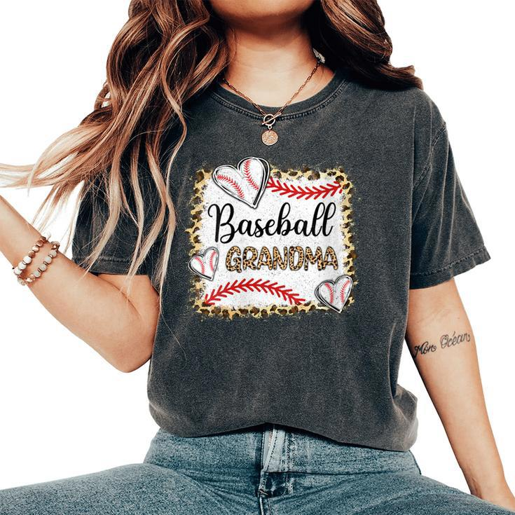 Baseball Grandma Leopard Print Baseball Sports Player Women's Oversized Comfort T-Shirt