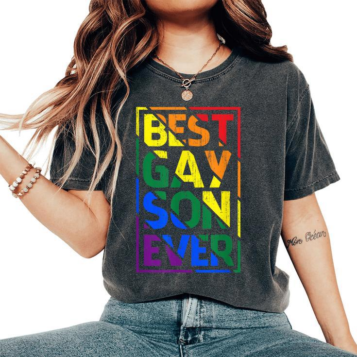 Best Gay Son Ever Lgbt Pride Rainbow Flag Family Outfit Love Women's Oversized Comfort T-Shirt
