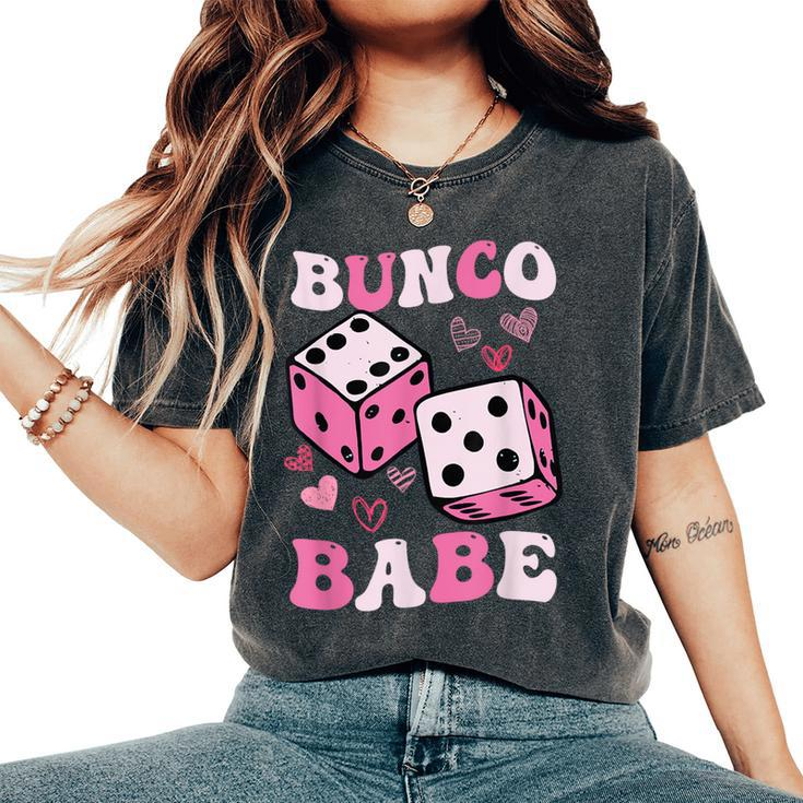 Bunco Babe Bunco Game Night Retro Groovy Gamble Women's Oversized Comfort T-Shirt