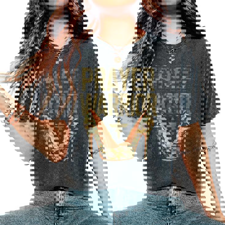 Camo Heels Prayer Warrior Faith-Inspired Christian Women's Oversized Comfort T-Shirt Camo Heels Prayer Warrior Faith-Inspired Christian Women's Oversized Comfort T-Shirt