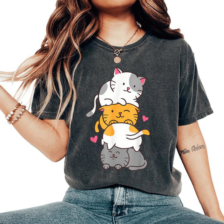 Cat Cute Kitty Pile Cats Anime Kawaii Neko Girls Women s Oversized Comfort T Shirt Seseable UK