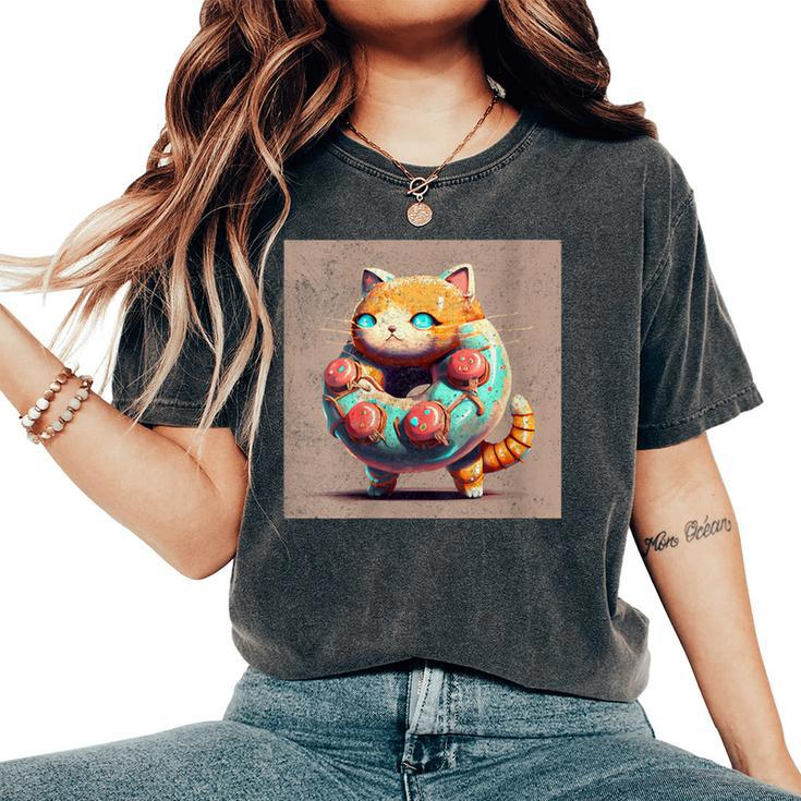 Cat Robot Donut Women's Oversized Comfort T-Shirt