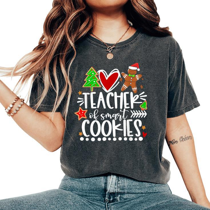 Christmas Teacher Of Smart Cookies Cute Gingerbread Women's Oversized Comfort T-Shirt