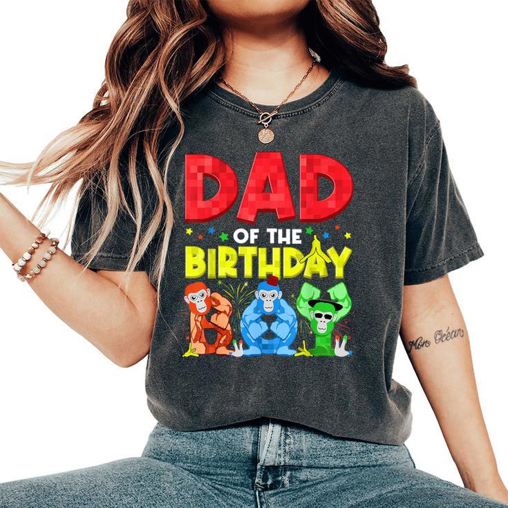 Dad And Mom Birthday Boy Gorilla Game Family Matching Women's Oversized Comfort T-Shirt