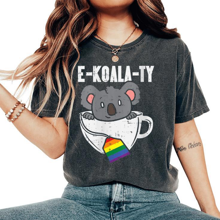 Ekoalaty Rainbow Tea Gay Pride Equality Lgbt Animal Women's Oversized Comfort T-Shirt
