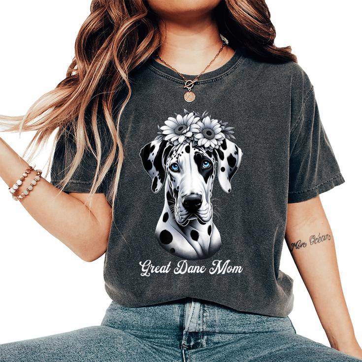 Flowers Giant Adorable Large Gentle Dog Lover Great Dane Mom Women's Oversized Comfort T-Shirt