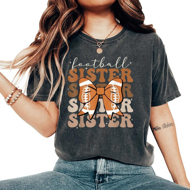 Football Sister Vintage Sport Lover Sister Mothers Da Women's Oversized Comfort T-Shirt