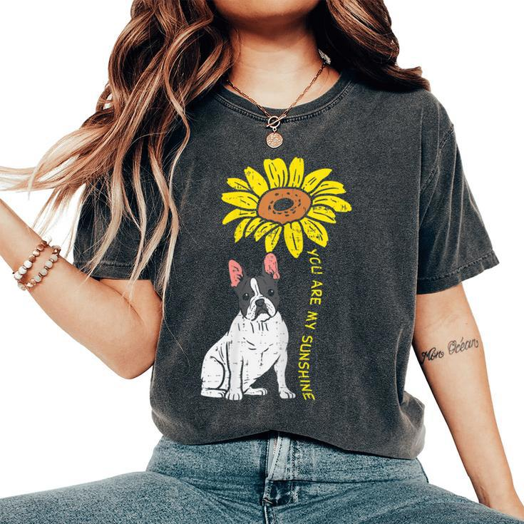French Bulldog Sunflower Sunshine Frenchie Dog Women Women's Oversized Comfort T-Shirt