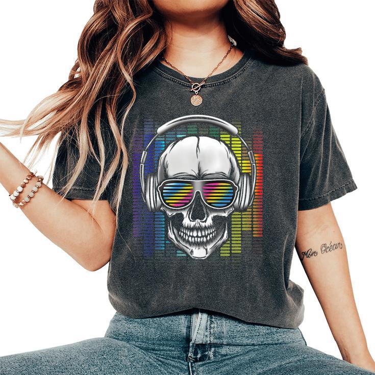 Edm Rainbow Skull Dj Rave Edm Party Women's Oversized Comfort T-Shirt