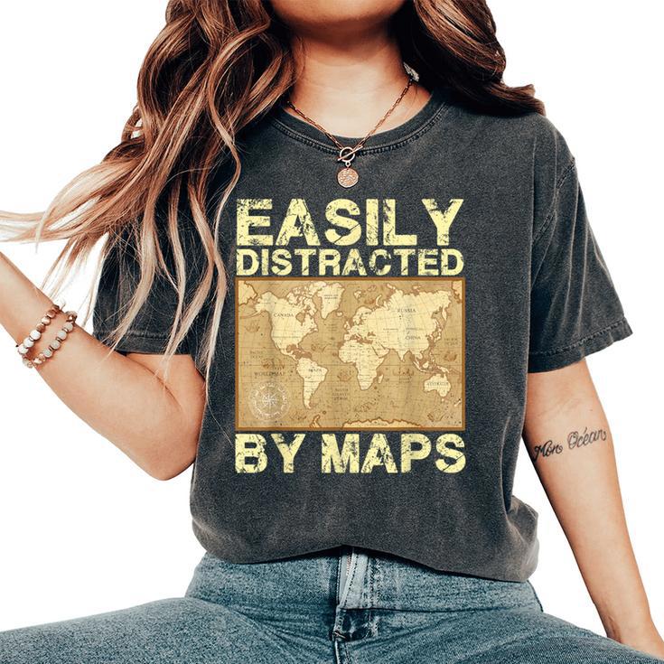 Geography Teacher Easily Distracted By Maps Women's Oversized Comfort T-Shirt