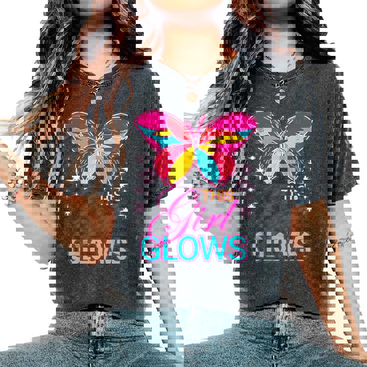 This Girl Glows Cute Girl Woman Tie Dye 80S Party Team Women's Oversized Comfort T-Shirt