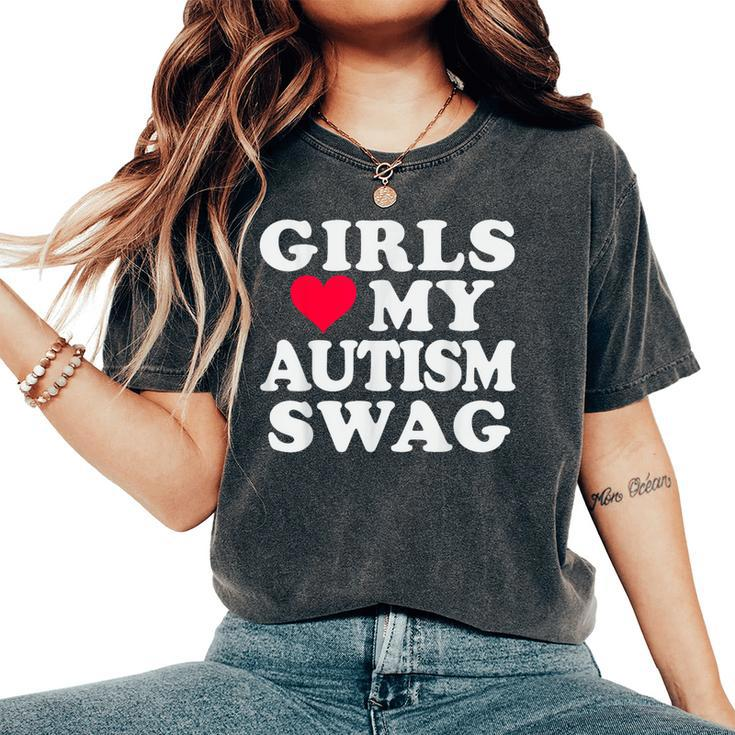 Girls Love My Autism Swag Autistic Boy Awareness Idea Women's Oversized Comfort T-Shirt