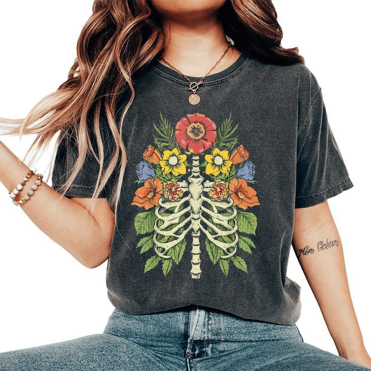 Grow Through It Flower Spine Skeleton Vintage Floral Women Women's Oversized Comfort T-Shirt