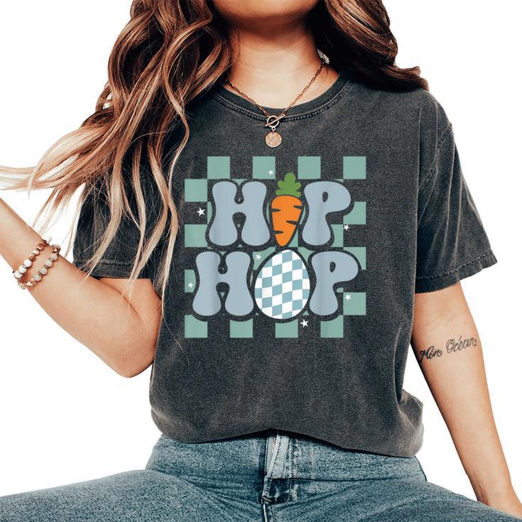 Hip Hop Easter Girls Leopard Print Plaid Bunny Women's Oversized Comfort T-Shirt