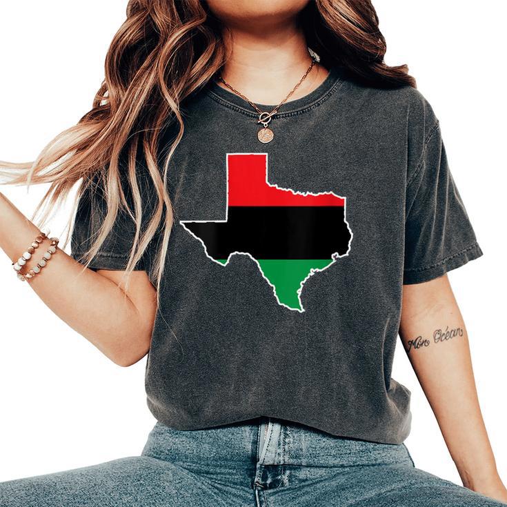 Junenth Pan African Flag Texas Freedom Day Women's Oversized Comfort T-Shirt