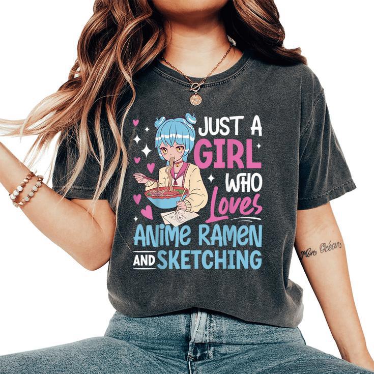 Just A Girl Who Loves Anime Ramen And Sketching Japan Anime Women's Oversized Comfort T-Shirt