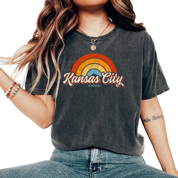 Kansas City Missouri Mo Vintage Rainbow Retro 70S Women's Oversized Comfort T-Shirt