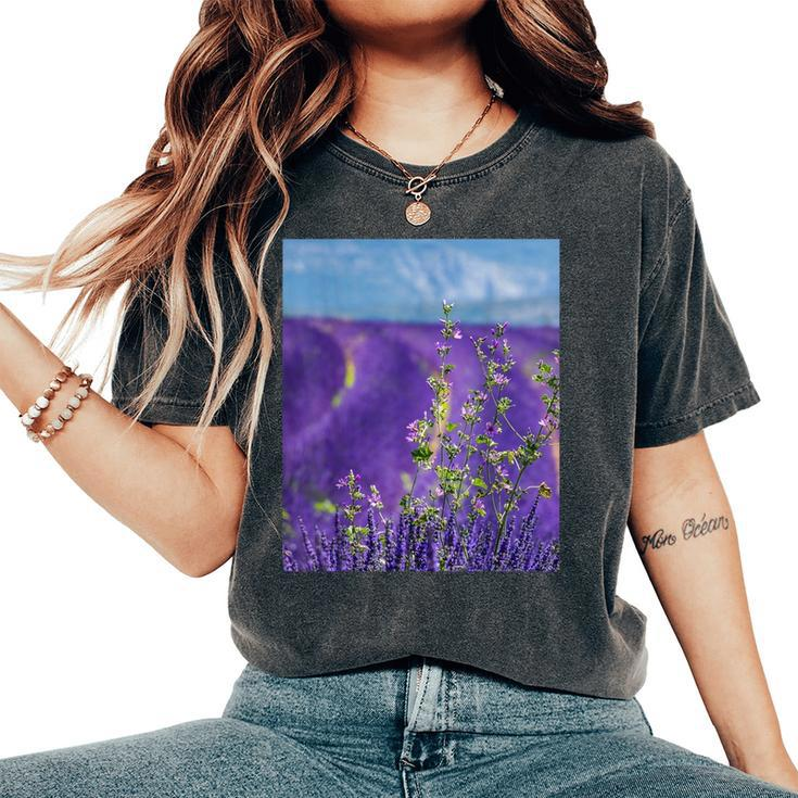 Lavender Purple Flower Field Women's Oversized Comfort T-Shirt