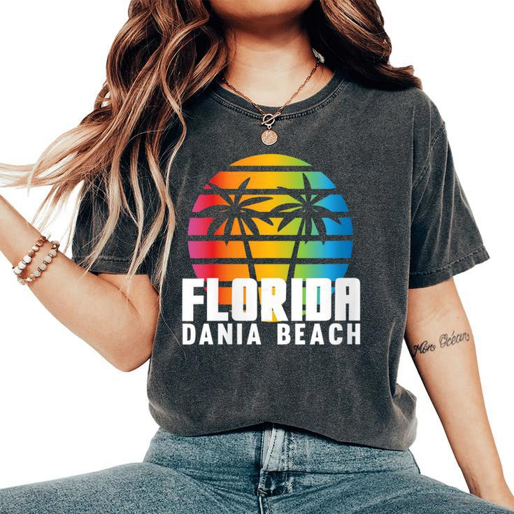 Original Dania Beach Retro Sunset Fl Beach Lifestyle Dania Women's Oversized Comfort T-Shirt