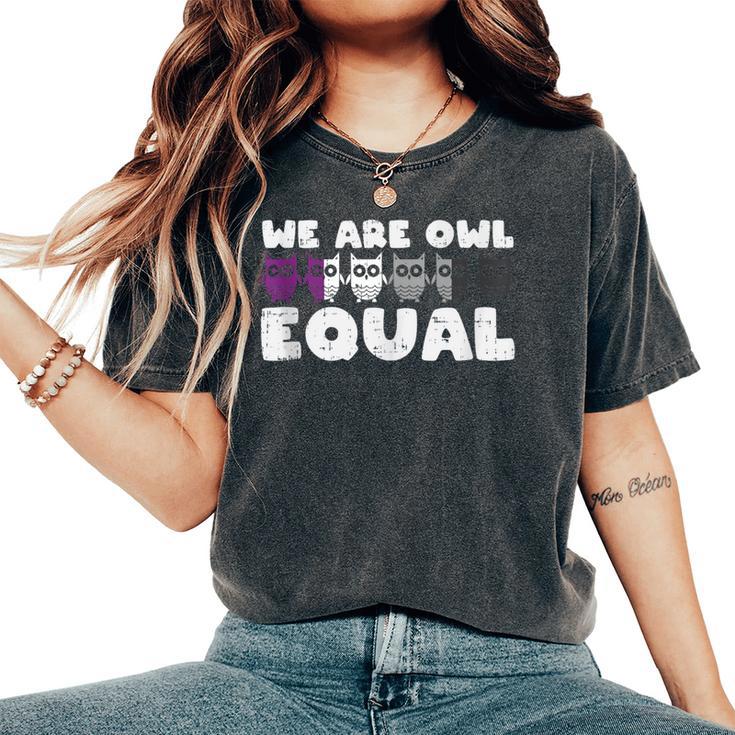 Owl Equal Asexual Pride Equality Ace Flag Animal Lgbtq Women's Oversized Comfort T-Shirt