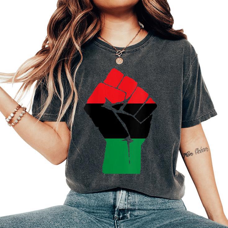 Pan African Unia Flag Fist Black History Black Liberation Women's Oversized Comfort T-Shirt