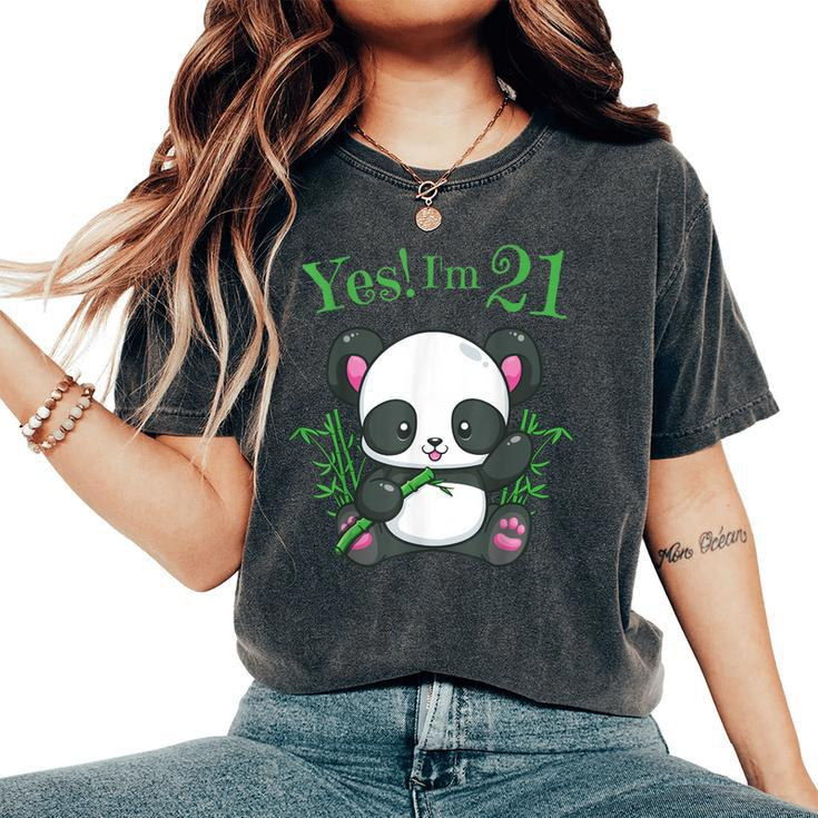 Panda 21St BirthdayGirls Birthday Outfit 21 Women's Oversized Comfort T-Shirt