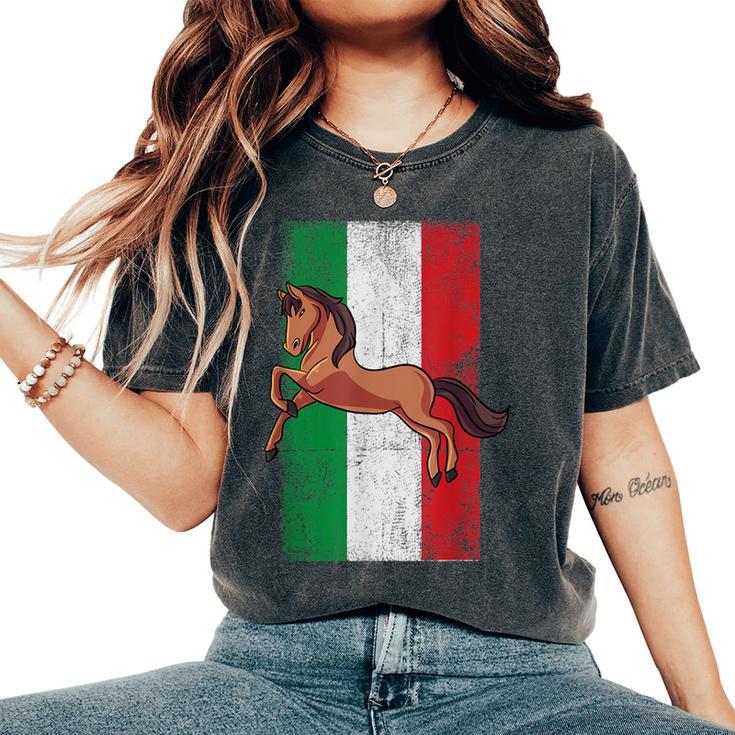 Patriotic Horse Italian Flag Equestrian Horseback Riding Women's Oversized Comfort T-Shirt