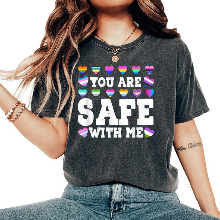 Pride Month You Are Safe With-Me Lgbtq Social Support Women's Oversized Comfort T-Shirt