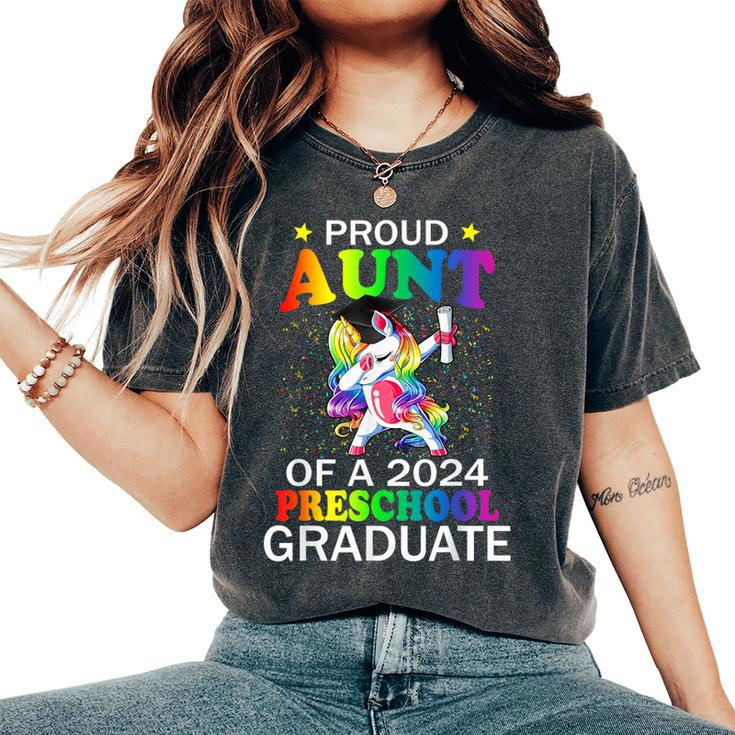 Proud Aunt Of A 2024 Preschool Graduate Unicorn Dab Women's Oversized Comfort T-Shirt