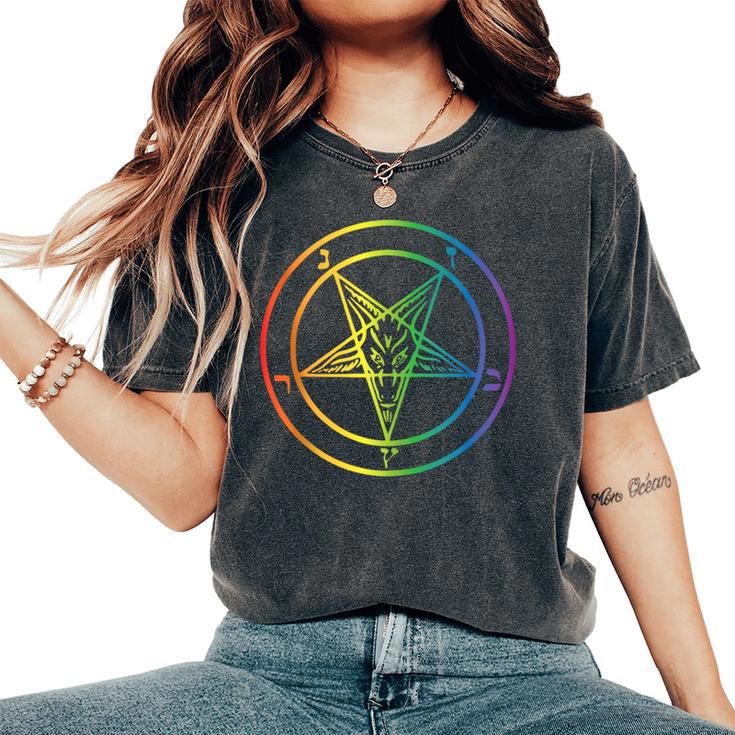 Quer Baphomet Pride Rainbow Satan Lesbian Gay Csd Lgbtq Women's Oversized Comfort T-Shirt