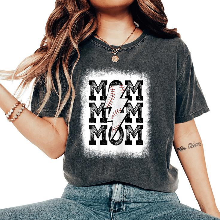 Retro Baseball Mama Distressed Lightning Bolt Mom Life Women's Oversized Comfort T-Shirt