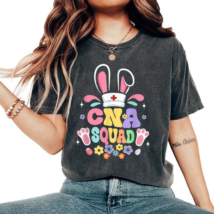 Retro Groovy Cna Squad Bunny Ear Flower Easter Women's Oversized Comfort T-Shirt