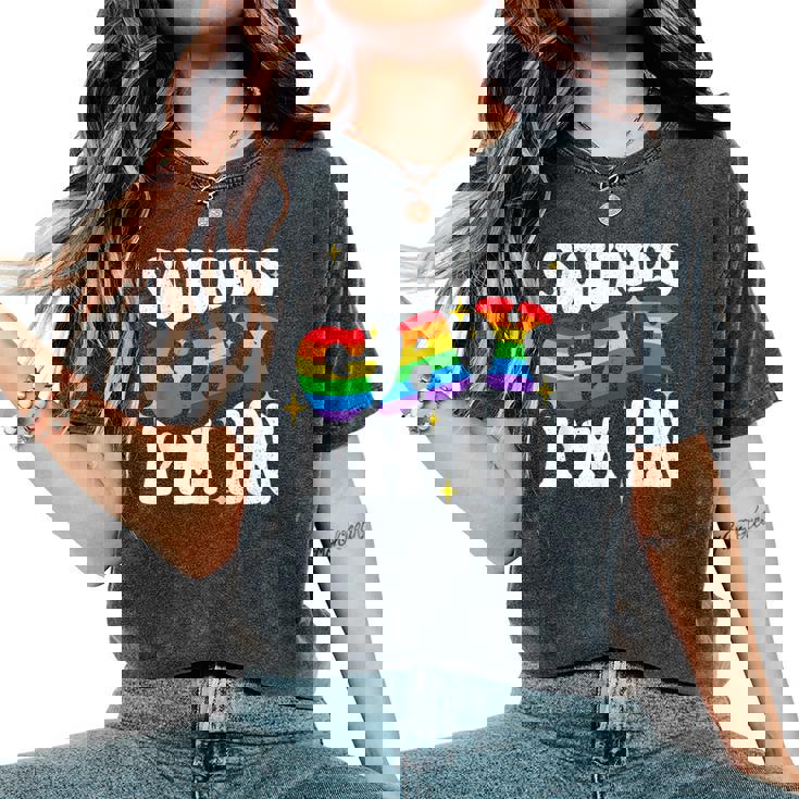 Retro Groovy Sounds Gay I'm In Lgbt Rainbow Gay Pride Lgbt Women's Oversized Comfort T-Shirt Retro Groovy Sounds Gay I'm In Lgbt Rainbow Gay Pride Lgbt Women's Oversized Comfort T-Shirt