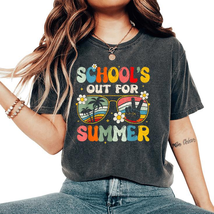 Retro Last Day Of School Schools Out For Summer Teacher Women's Oversized Comfort T-Shirt