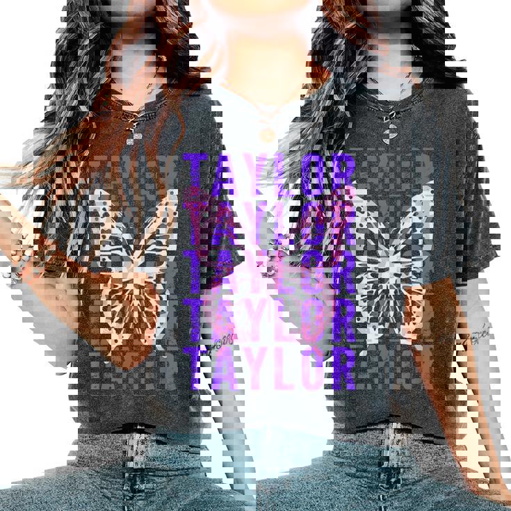 Retro Taylor First Name Personalized Groovy Birthday Girl Women's Oversized Comfort T-Shirt Retro Taylor First Name Personalized Groovy Birthday Girl Women's Oversized Comfort T-Shirt