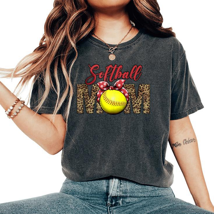 Softball Baseball Mom Leopard Mother's Day Women's Oversized Comfort T-Shirt
