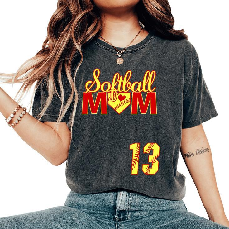 Softball Mom Mother's Day 13 Fastpitch Jersey Number 13 Women's Oversized Comfort T-Shirt