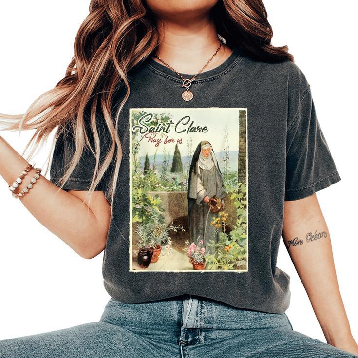 St Clare Of Assisi Italian Catholic Saint Light Women's Oversized Comfort T-Shirt