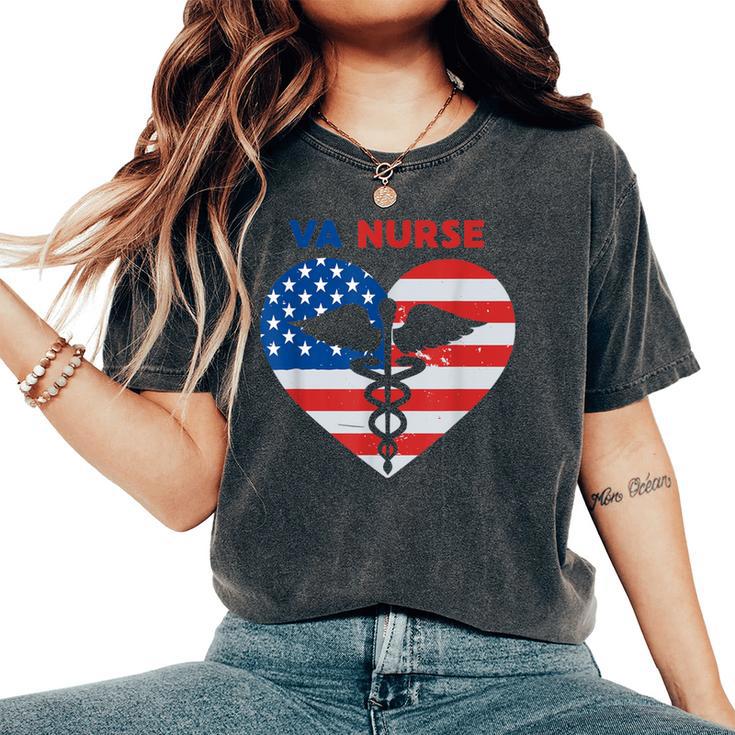 Va Nurse Nursing Staff Usa Flag Vet Nursing Women's Oversized Comfort T-Shirt