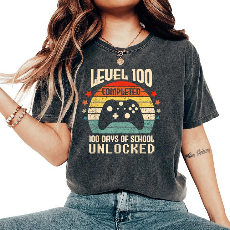 Video Gamer Student 100Th Day Teacher 100 Days Of School Women's Oversized Comfort T-Shirt