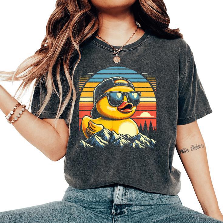 Vintage Cool Duck With Sunglasses & Mountain View Women's Oversized Comfort T-Shirt