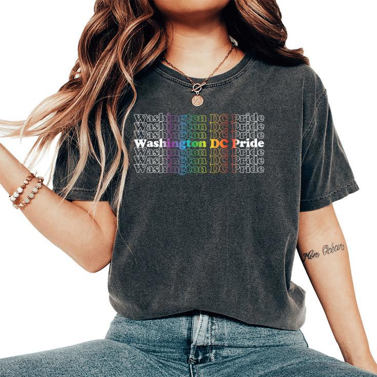 Washington Dc Pride Rainbow Vintage Inspired Lgbt Women's Oversized Comfort T-Shirt