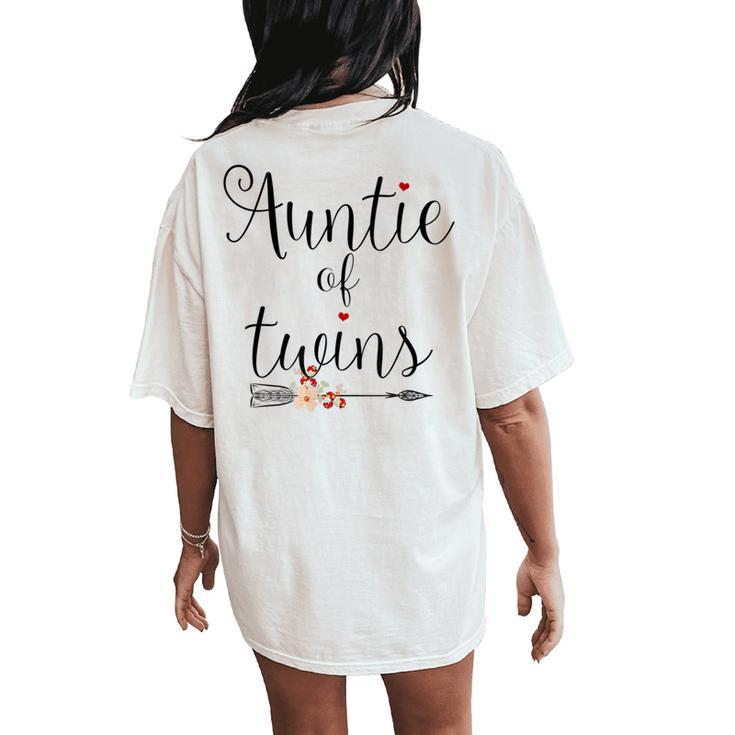 Auntie Of Twins Newborn Baby Reveal Twin Girls Boys Women's Oversized Comfort T-Shirt Back Print